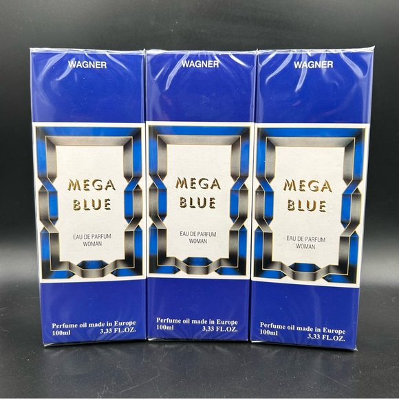 3 New in Box Wagner Mega Blue EDT (Eau De Parfum) Perfume 3.33oz 100ml - Picture 2 of 3
